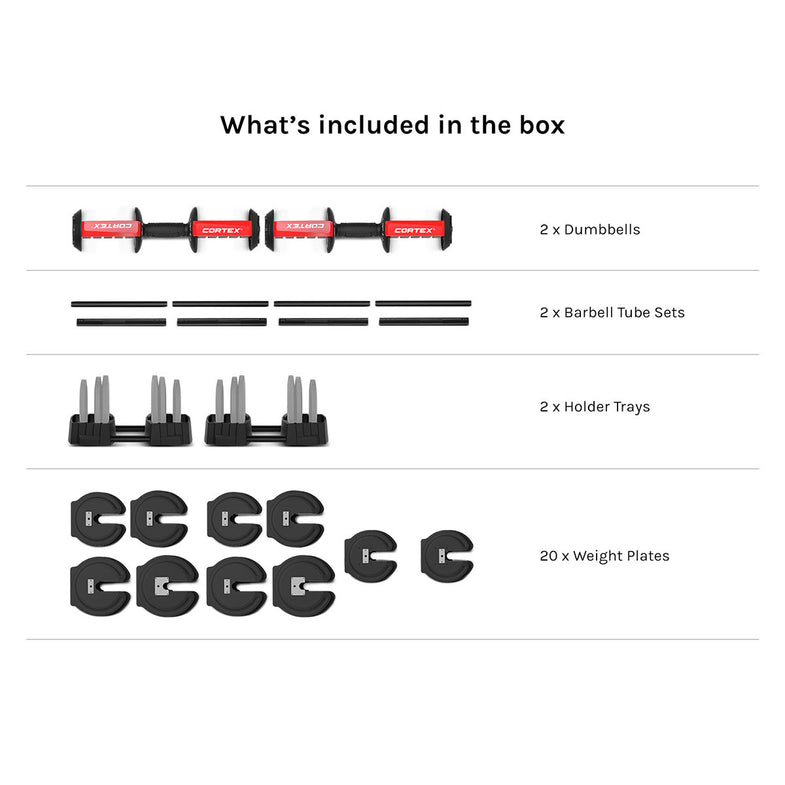 Revolock V2 80kg Adjustable Dumbbell & Barbell All-in-One Set (40kg Pair)