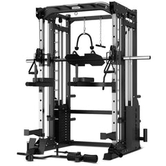 CORTEX SM-25 6-IN-1 POWER RACK WITH SMITH & CABLE MACHINE + BN-9 BENCH + 130KG OLYMPIC BUMPER WEIGHT PLATE & BARBELL PACKAGE