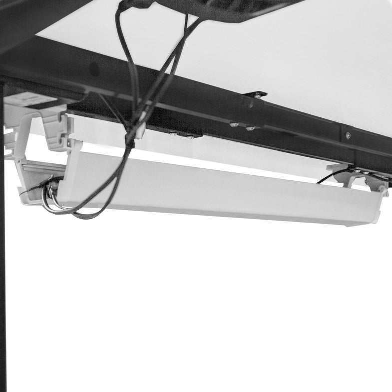 C2 Black WalkingPad Treadmill with 180cm Dual Motor Automatic Standing Desk in White and Cable Management Tray