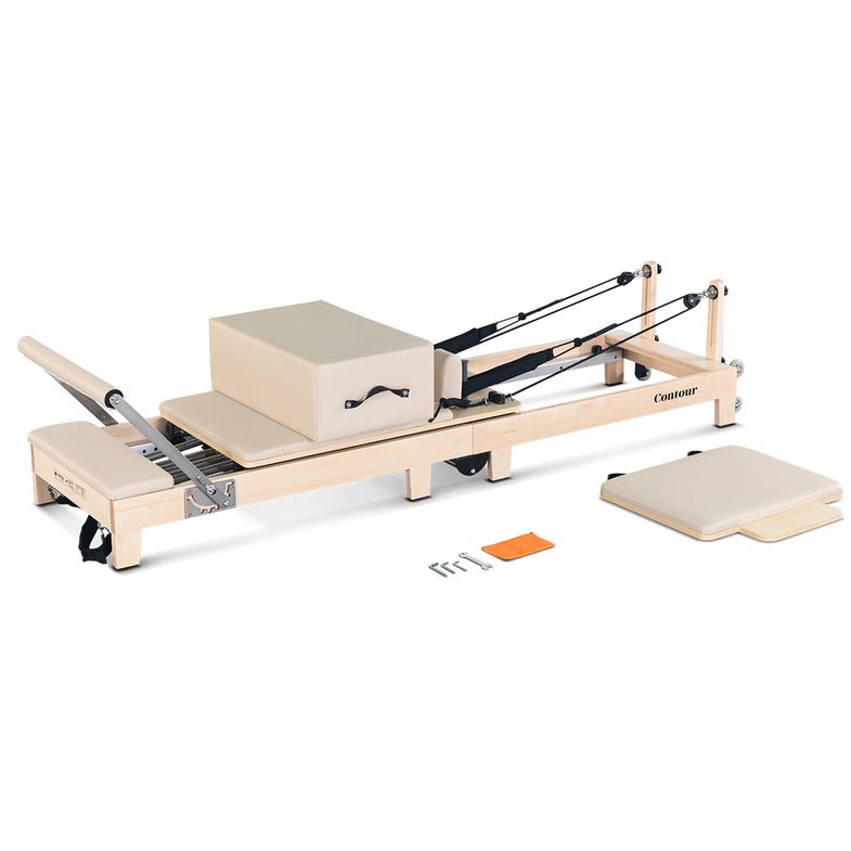 Contour Folding Wooden Pilates Reformer Machine - Beige