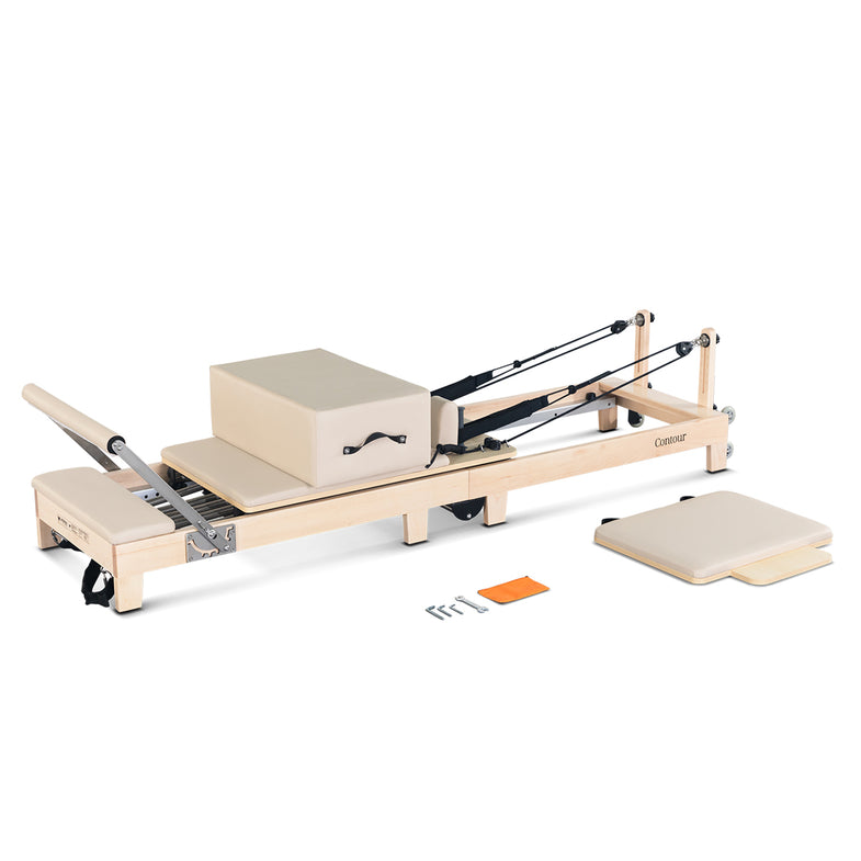 Contour Folding Wooden Pilates Reformer Machine - Beige