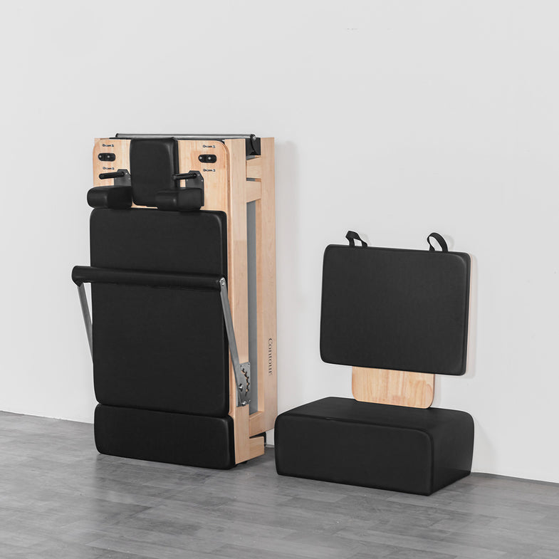 Contour Folding Wooden Pilates Reformer Machine - Black