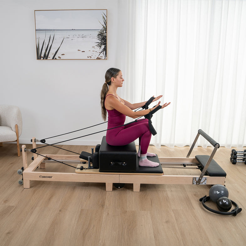 Contour Folding Wooden Pilates Reformer Machine - Black