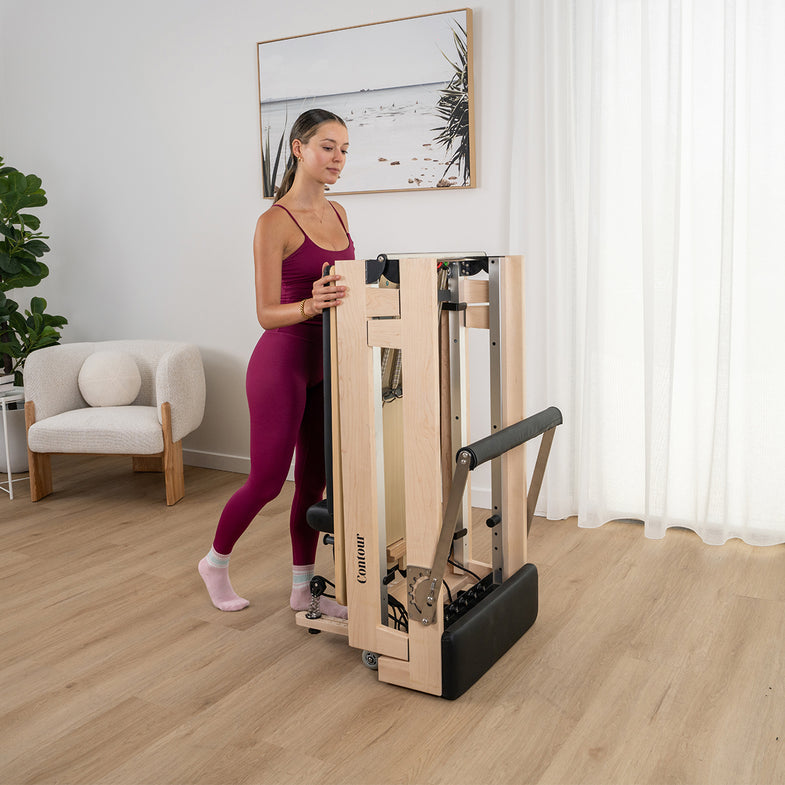 Contour Folding Wooden Pilates Reformer Machine - Black