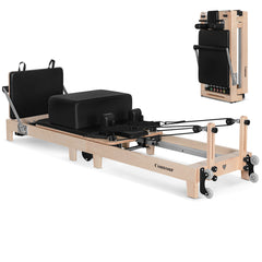 Contour Folding Wooden Pilates Reformer Machine - Black