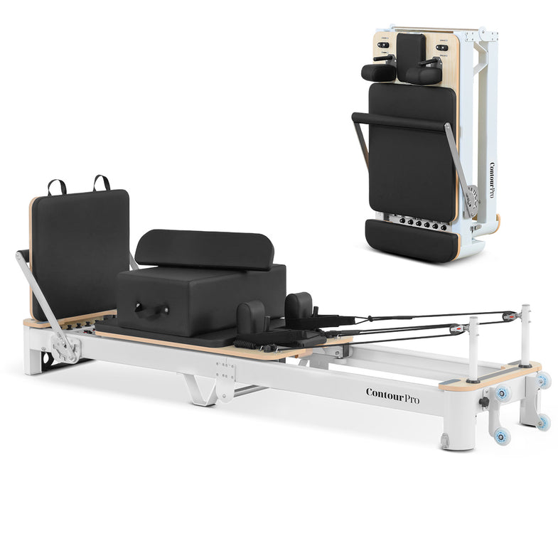 Contour Pro Folding Aluminum Pilates Reformer Bed Set (Black)