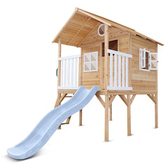Archie Elevated Cubby House with Pastel Blue Slide