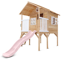 Archie Elevated Cubby House with Pastel Pink Slide