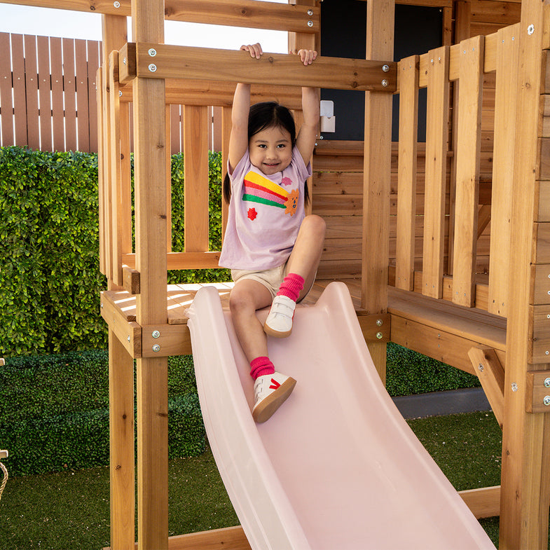 Kingston Cubby House with 2.2m Slide (Pastel Pink)