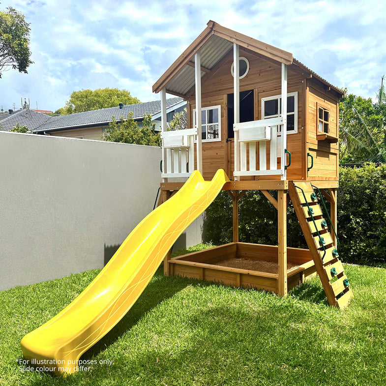 Winchester Cubby House (Elevated 1.2m) with 2.2m Slide (Pastel Blue)