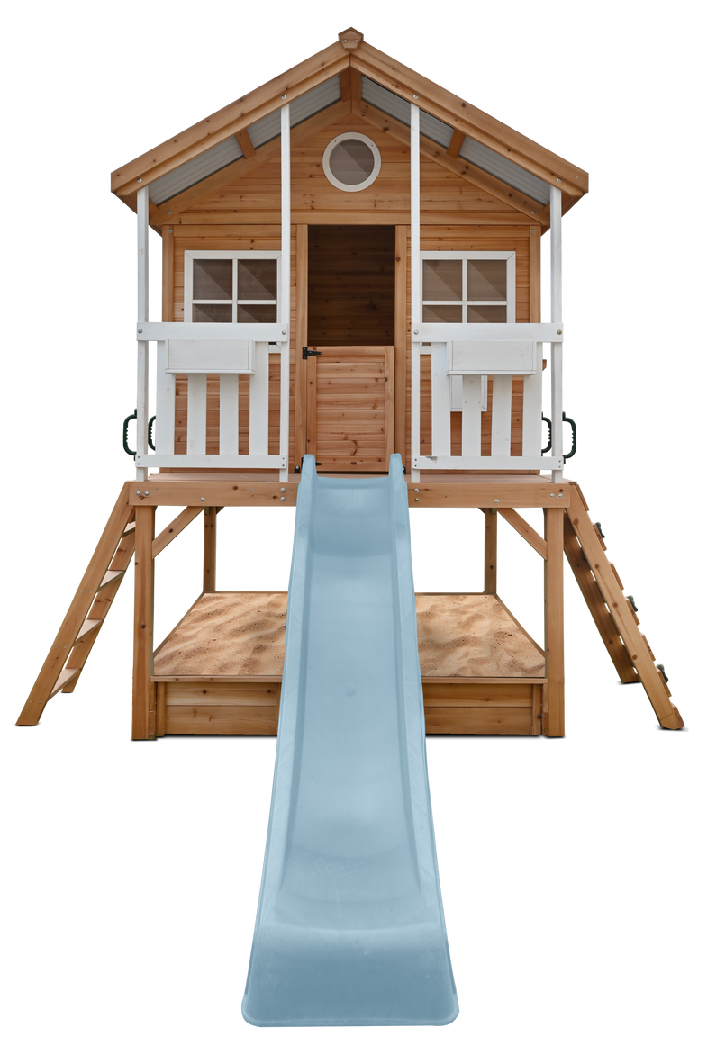 Winchester Cubby House (Elevated 1.2m) with 2.2m Slide (Pastel Blue)