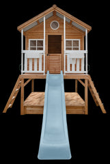 Winchester Cubby House (Elevated 1.2m) with 2.2m Slide (Pastel Blue)