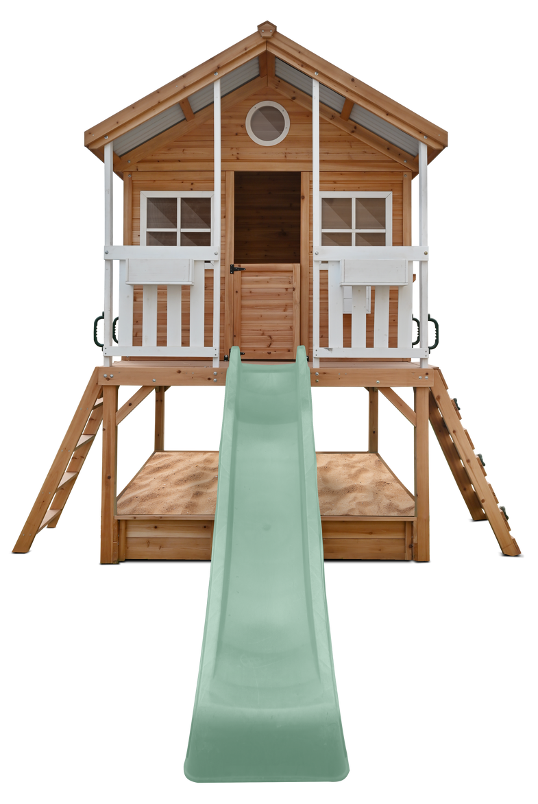 Winchester Cubby House (Elevated 1.2m) with 2.2m Slide (Pastel Green)