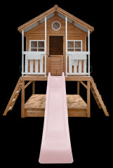 Winchester Cubby House (Elevated 1.2m) with 2.2m Slide (Pastel Pink)