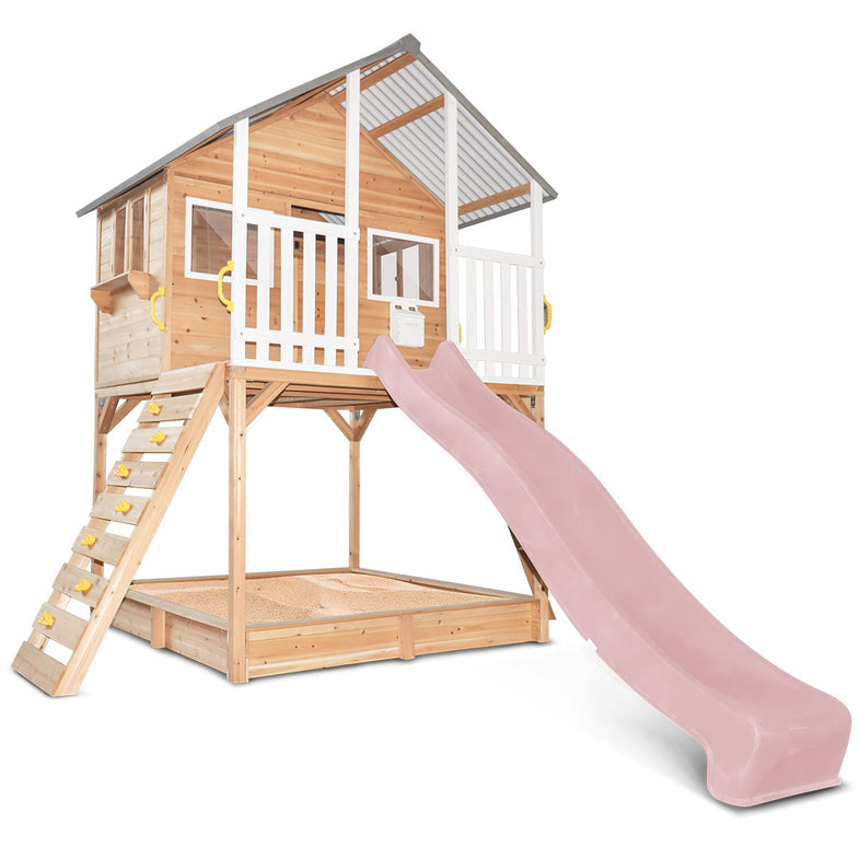 Winchester Cubby House (Elevated 1.45m) with 3.0m Slide (Pastel Pink)