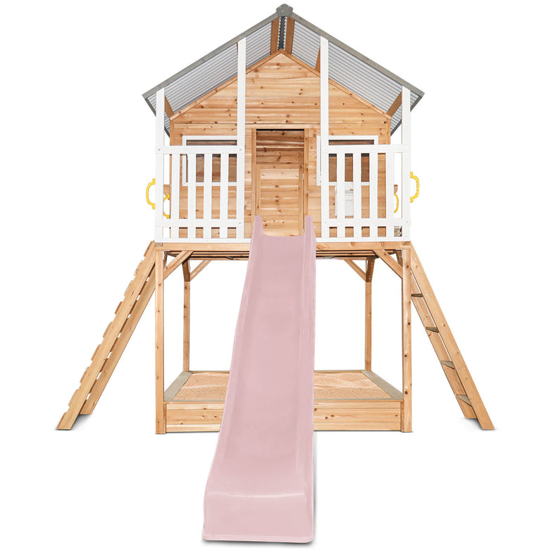 Winchester Cubby House (Elevated 1.45m) with 3.0m Slide (Pastel Pink)