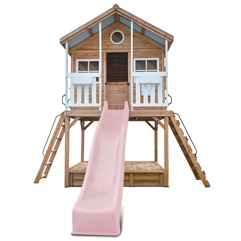 Winchester Cubby House (Elevated 1.45m) with 3.0m Slide (Pastel Pink)