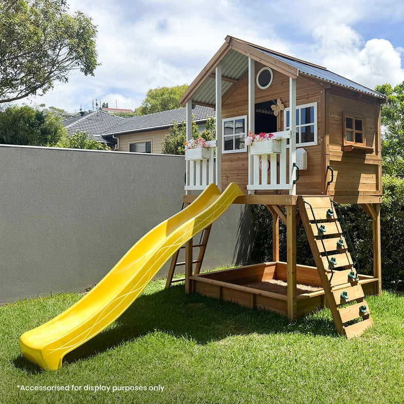 Winchester Cubby House with 1.45m Elevation Platform and 3m Yellow Slide