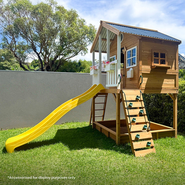 Winchester Cubby House with 1.45m Elevation Platform and 3m Yellow Slide