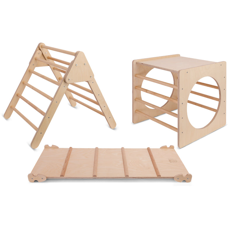 Pikler Climbing Frame Package - Slide + Cube + Triangle