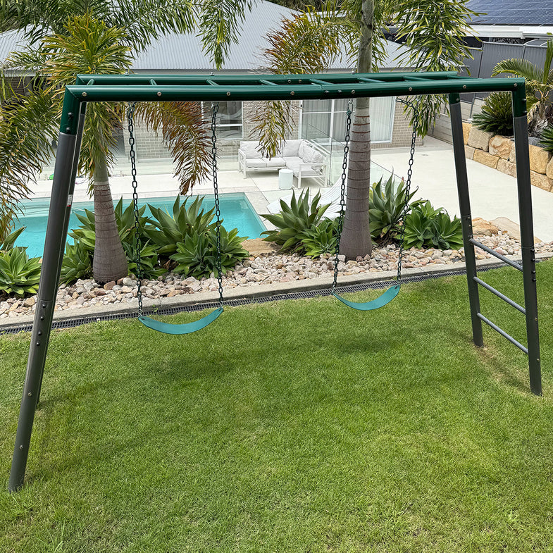 Stanley Commerical Steel Monkey Bars with Anchor Kit and Basketball Ring