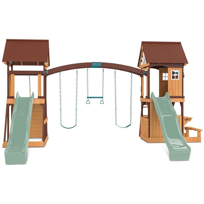 Armadale Swing Set & Play Centre with Two 2.2m Slide (Pastel Green)