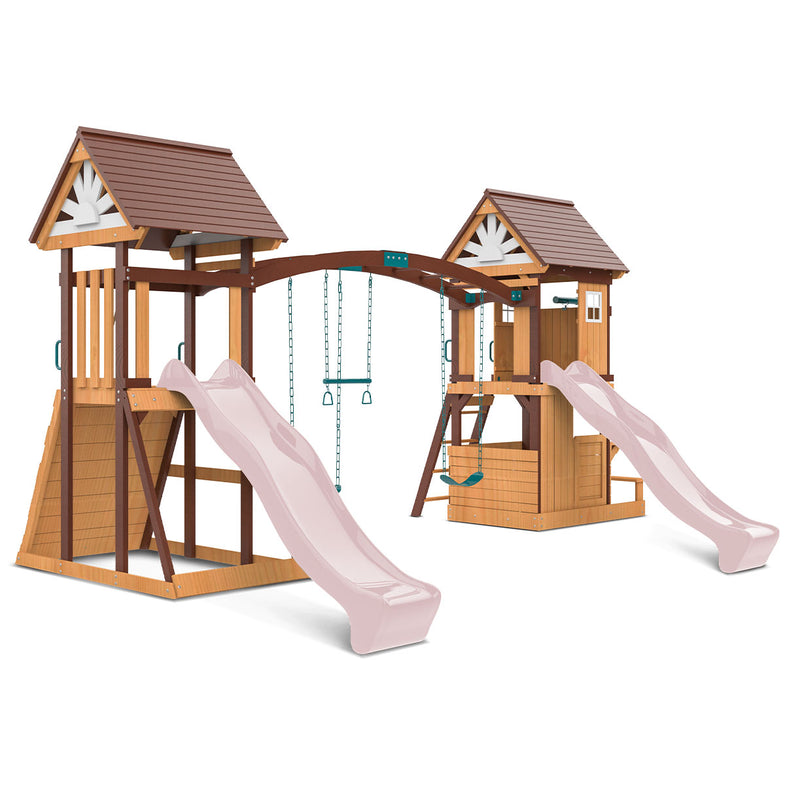 Armadale Swing Set & Play Centre with Two 2.2m Slide (Pastel Pink)