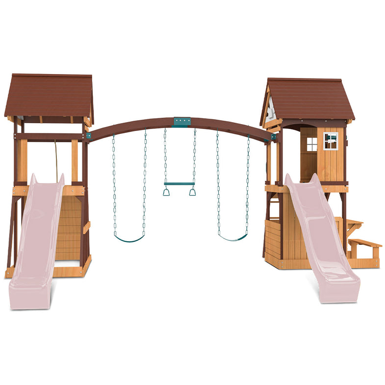 Armadale Swing Set & Play Centre with Two 2.2m Slide (Pastel Pink)