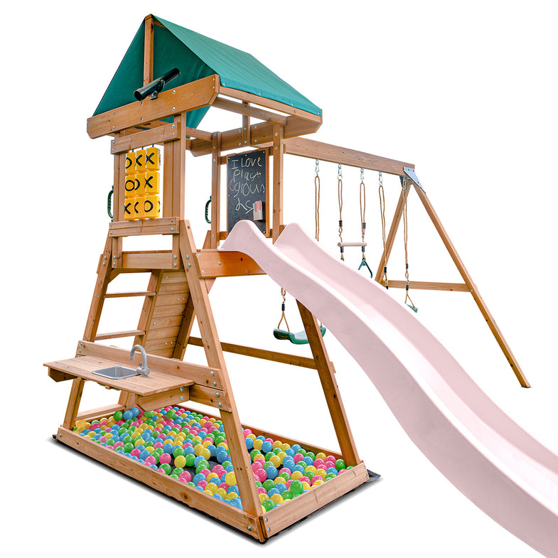 Birmingham Swing Set & Play Centre with 2.2m Slide (Pastel Pink)