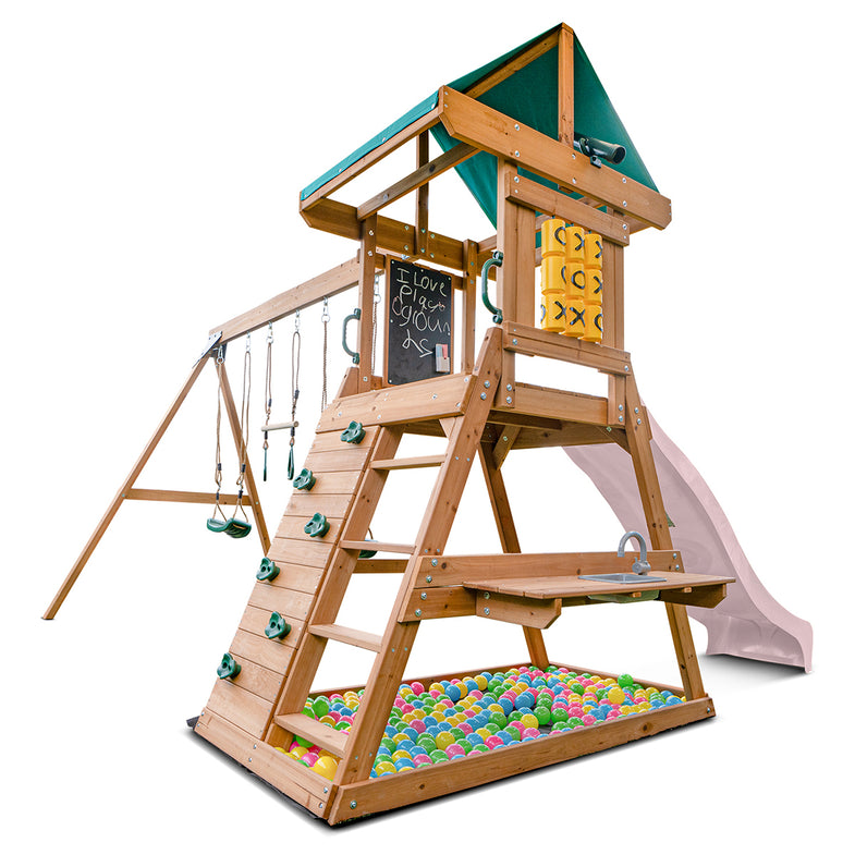 Birmingham Swing Set & Play Centre with 2.2m Slide (Pastel Pink)