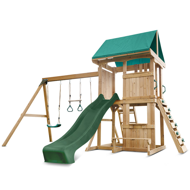 Carindale Swing Set & Play Centre with 2.2m Slide (Green)