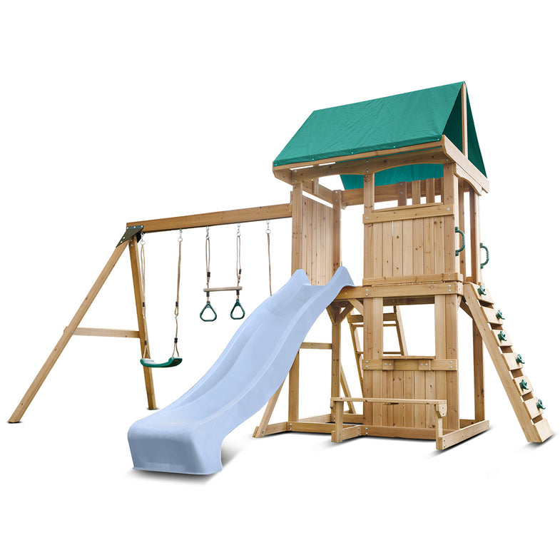 Carindale Swing Set & Play Centre with 2.2m Slide (Pastel Blue)