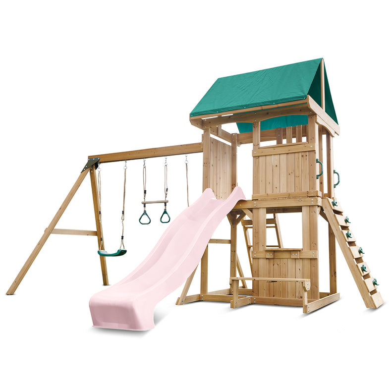 Carindale Swing Set & Play Centre with 2.2m Slide (Pastel Pink)