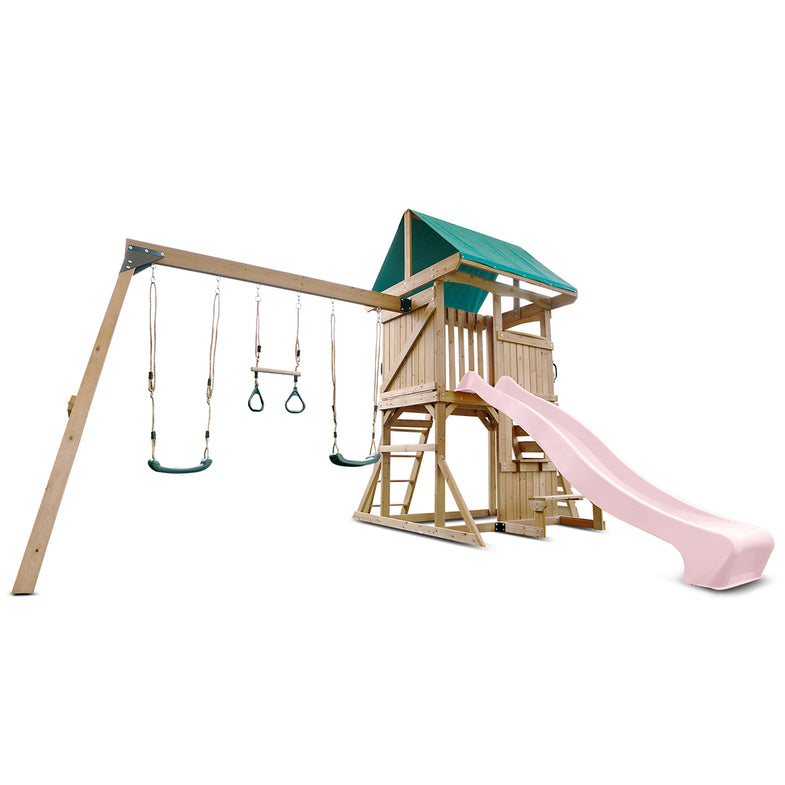 Carindale Swing Set & Play Centre with 2.2m Slide (Pastel Pink)