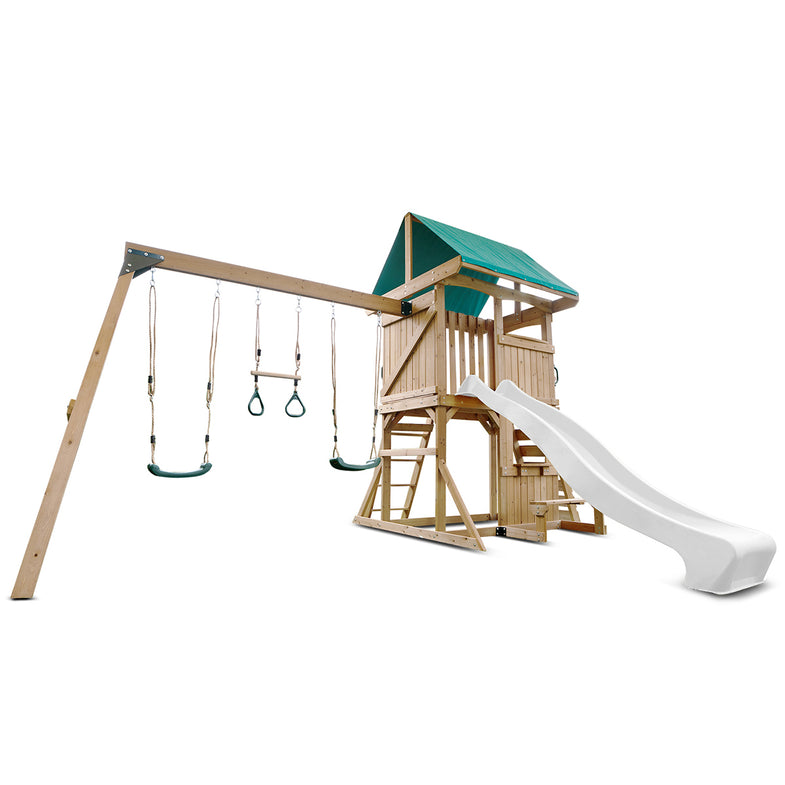 Carindale Swing Set & Play Centre with 2.2m Slide (White)