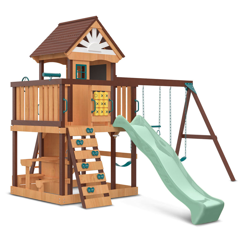 Coventry Swing Set & Play Centre with 2.2m Slide (Pastel Green)