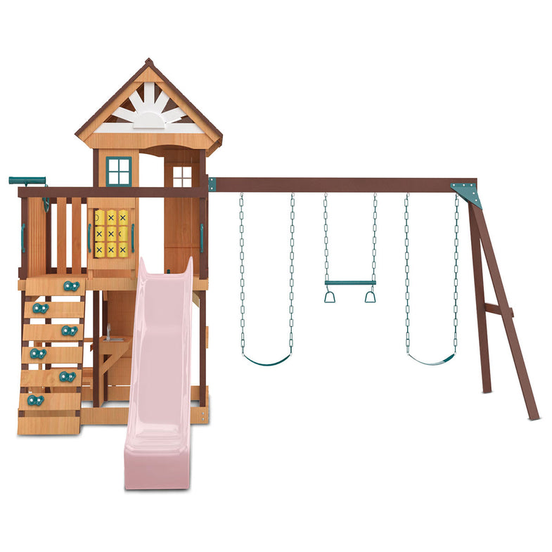 Coventry Swing Set & Play Centre with 2.2m Slide (Pastel Pink)