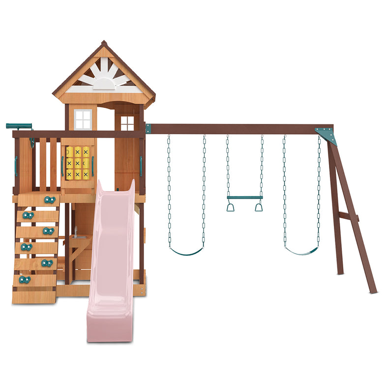 Coventry Swing Set & Play Centre with 2.2m Slide (Pastel Pink)