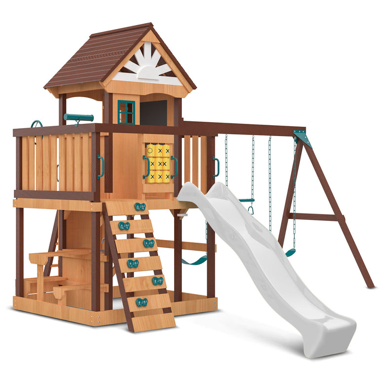 Coventry Swing Set & Play Centre with 2.2m Slide (White)