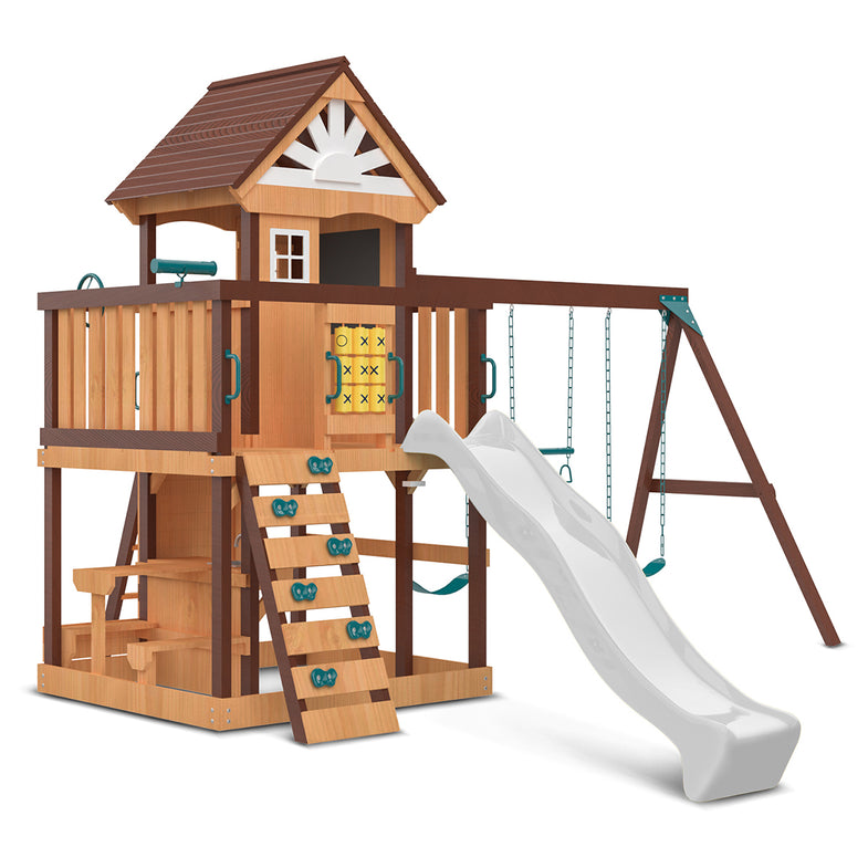 Coventry Swing Set & Play Centre with 2.2m Slide (White)