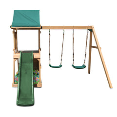 Greenvale Swing Set & Play Centre with 1.8m Slide (Green)