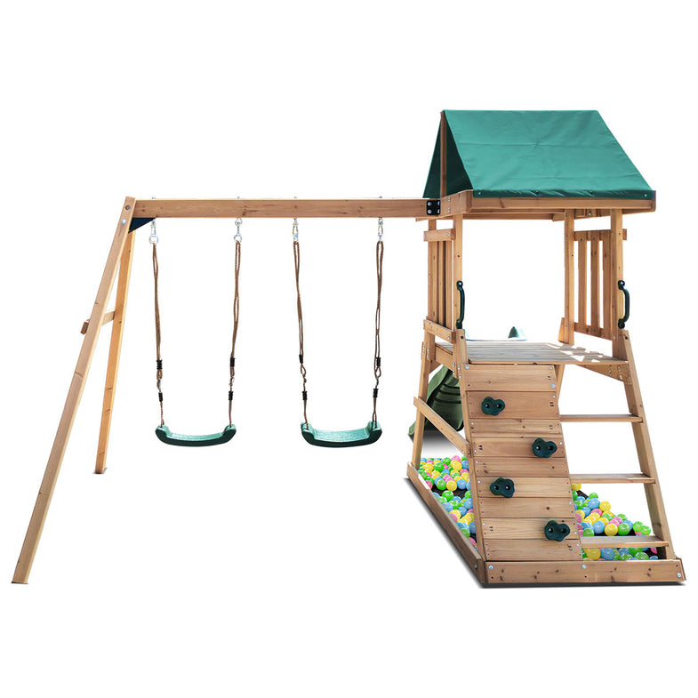 Greenvale Swing Set & Play Centre with 1.8m Slide (Green)