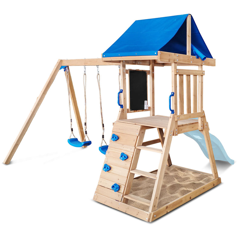 Hazelbrook Swing Set & Play Centre with 1.8m Slide (Pastel Blue)