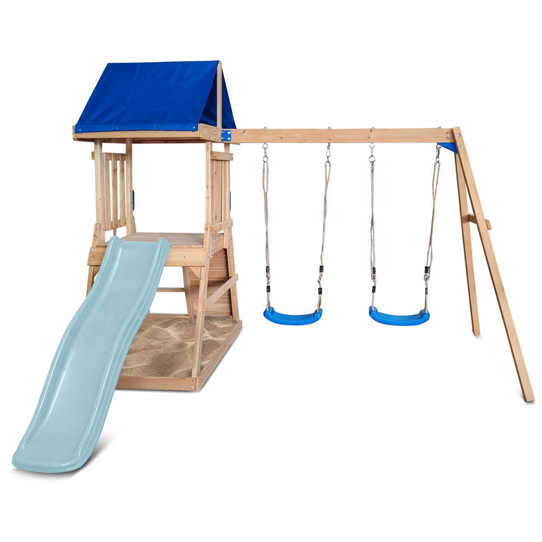 Hazelbrook Swing Set & Play Centre with 1.8m Slide (Pastel Blue)