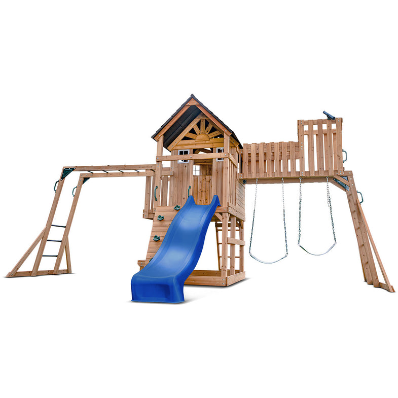 Kensington Swing Set, Monkey Bars & Play Centre with 2.2m Slide (Blue)