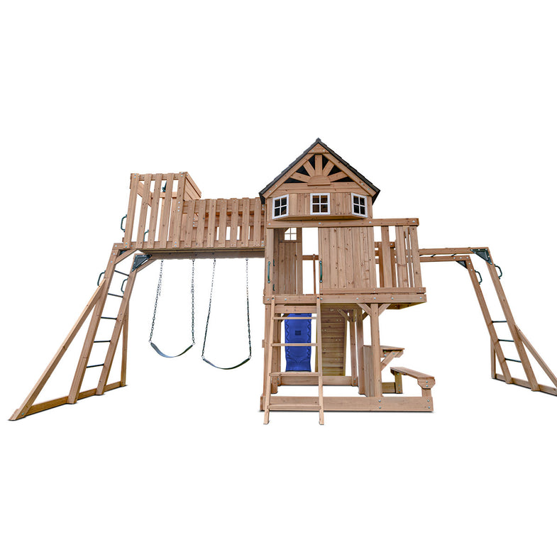 Kensington Swing Set, Monkey Bars & Play Centre with 2.2m Slide (Blue)