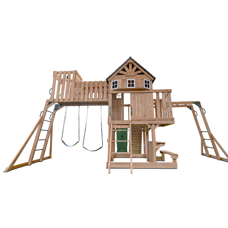 Kensington Swing Set, Monkey Bars & Play Centre with 2.2m Slide (Green)