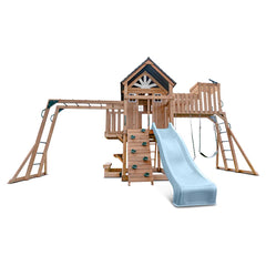 Kensington Swing Set, Monkey Bars & Play Centre with 2.2m Slide (Pastel Blue)