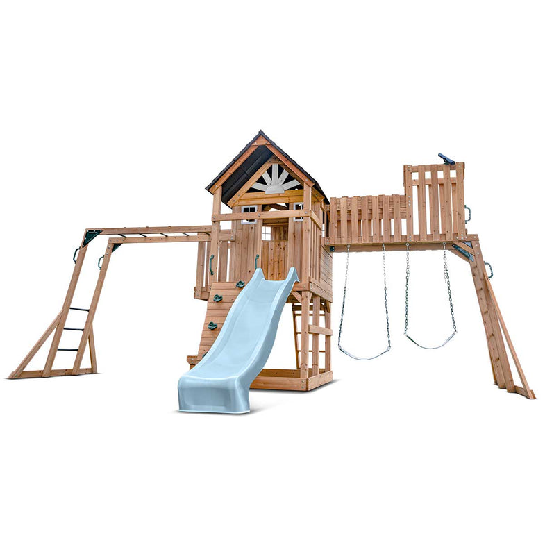 Kensington Swing Set, Monkey Bars & Play Centre with 2.2m Slide (Pastel Blue)