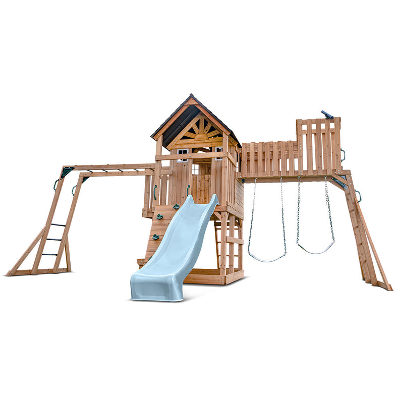 Kensington Swing Set, Monkey Bars & Play Centre with 2.2m Slide (Pastel Blue)